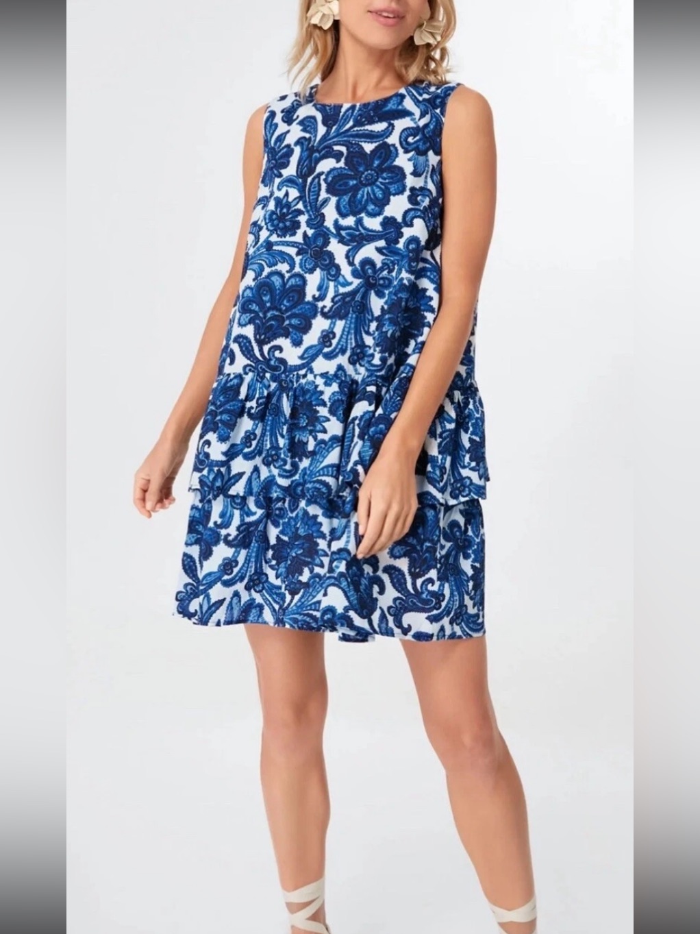 Nwot Tuckernuck Beach Belize Bloom Party Coverup Ruffle Tiered Cotton Dress Sz S